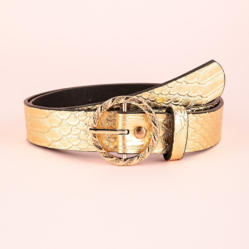 

Metallic O-ring Buckle Belt, Gold