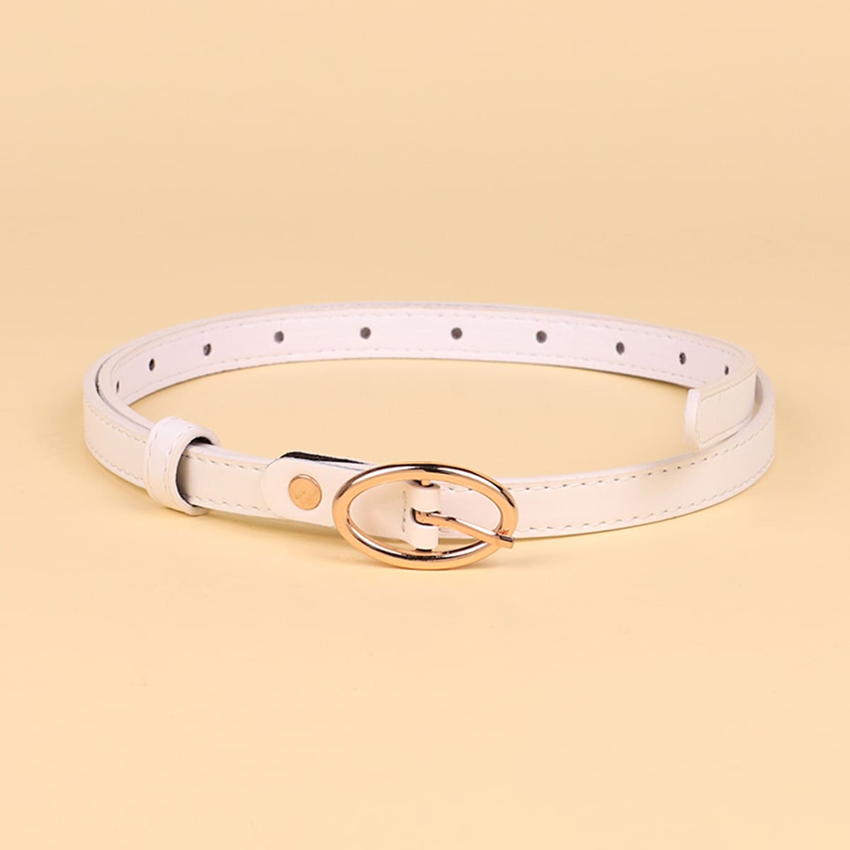 

Oval Buckle Belt, White