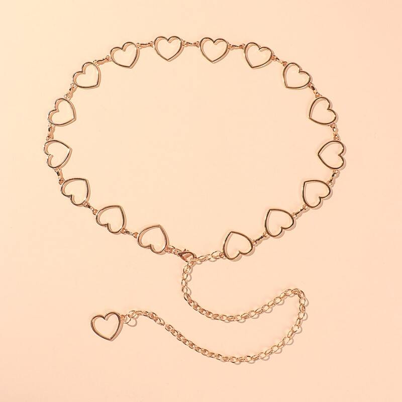 

Metal Heart Chain Belt, Gold