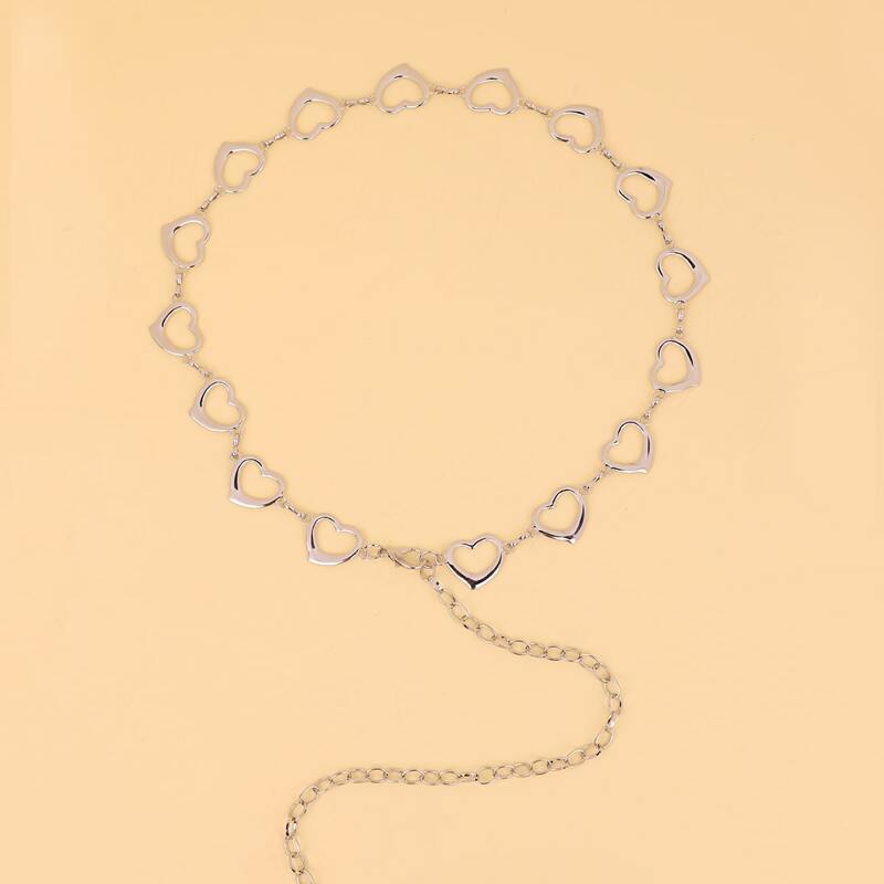 

Metal Heart Chain Belt, Silver