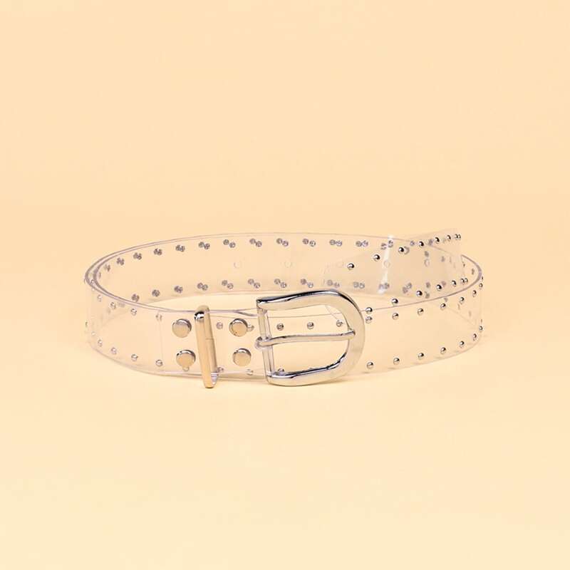 

Rivet Decor Transparent Belt, Clear