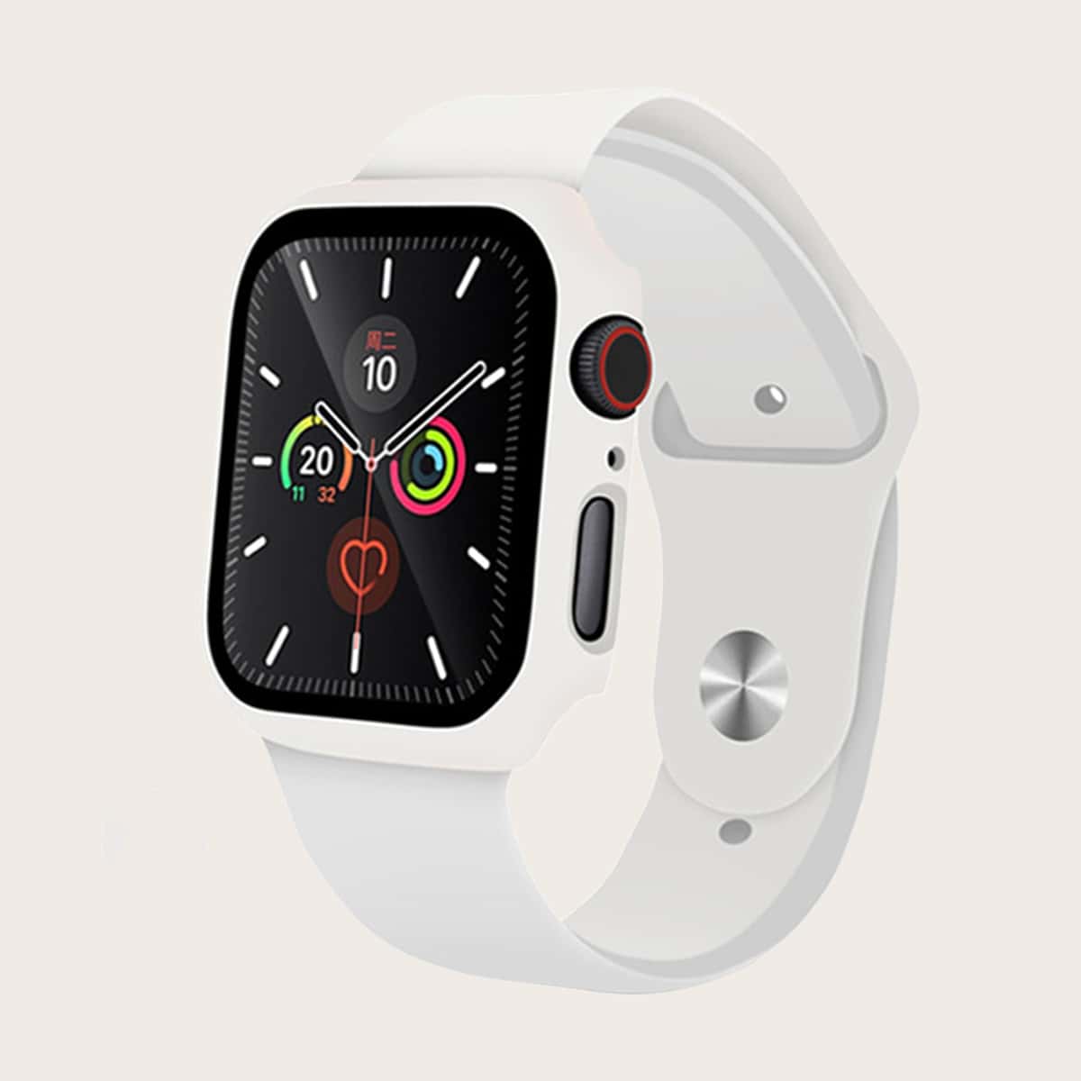

1pc Silicone iWatch Band With iWatch Case & Tempered Film, White