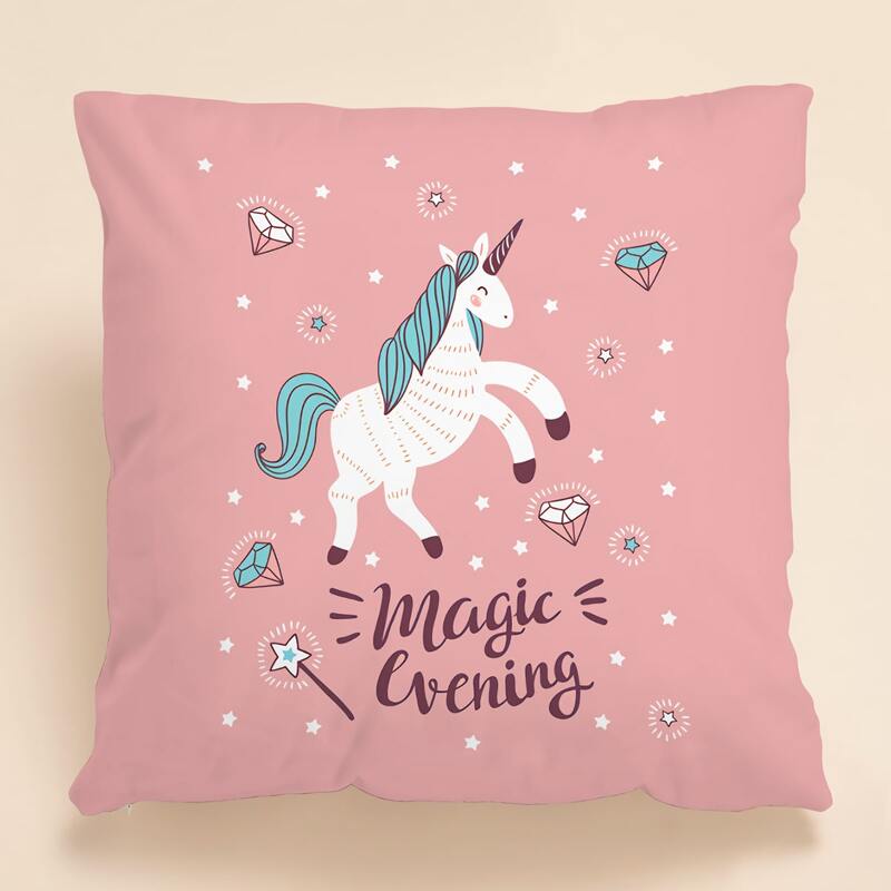 

Kids Unicorn Print Cushion Cover Without Filler, Multicolor