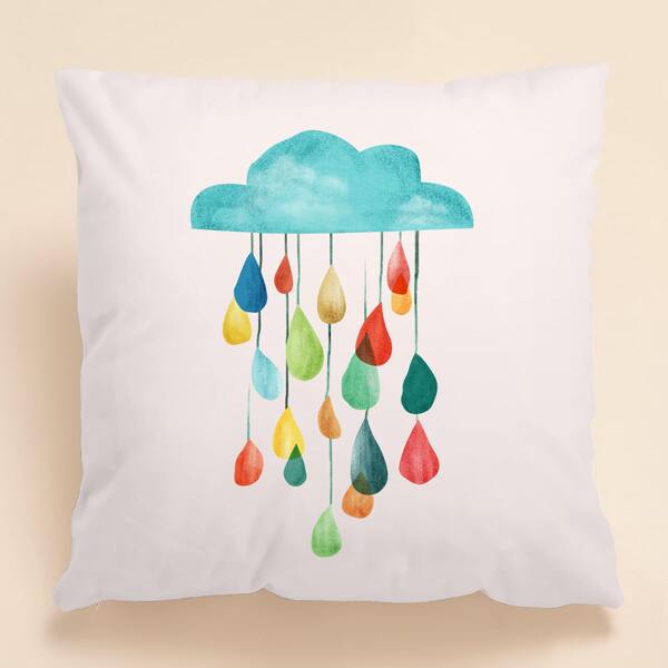 

Kids Cartoon Cloud Cushion Cover Without Filler, Multicolor