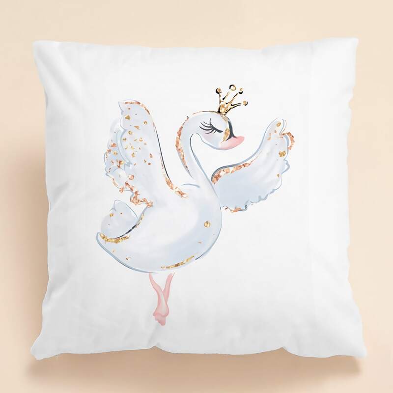 

Kids Swan Print Cushion Cover Without Filler, Multicolor