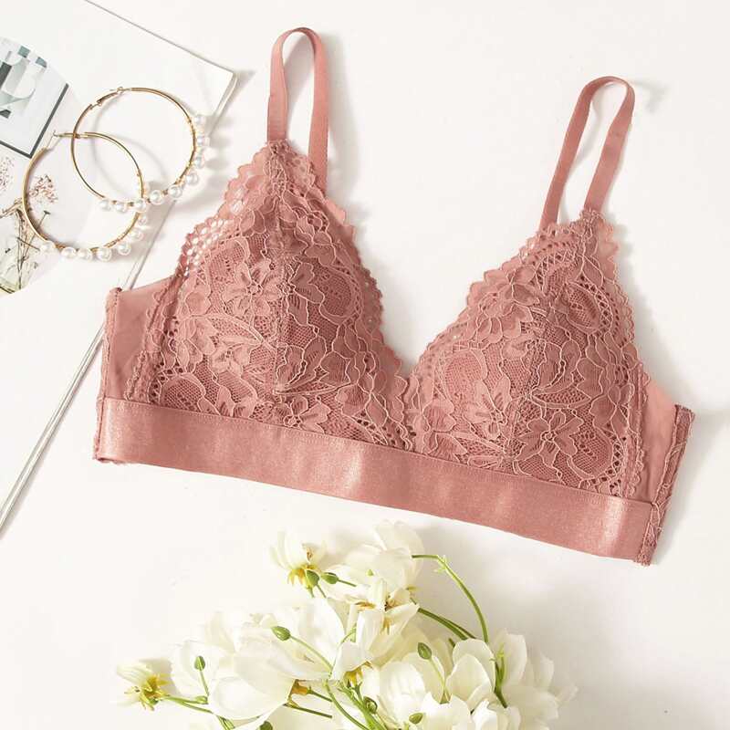

Floral Lace Bralette, Dusty pink