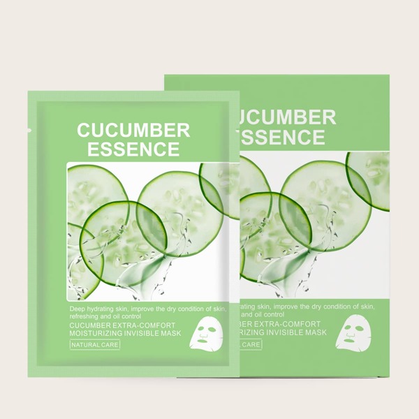 

5pcs Cucumber Essence Moisturizing Facial Sheet, White