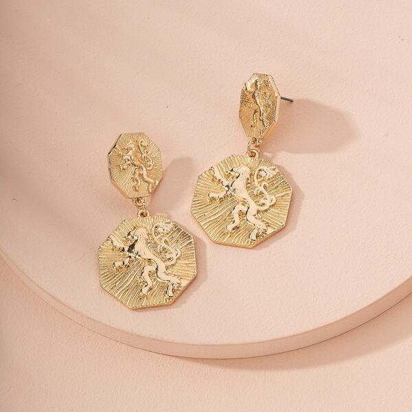 

Ribbed Geometric Drop Earrings, Gold