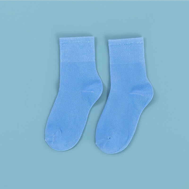 

1pair Solid Simple Socks, Blue
