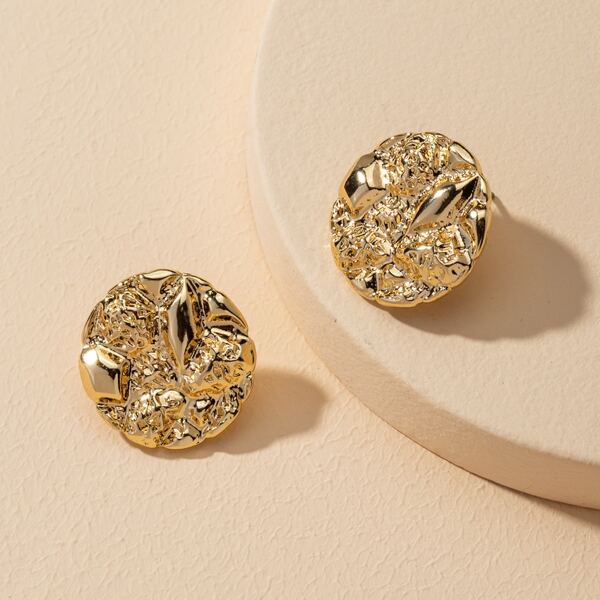 

Hammered Round Stud Earrings, Gold