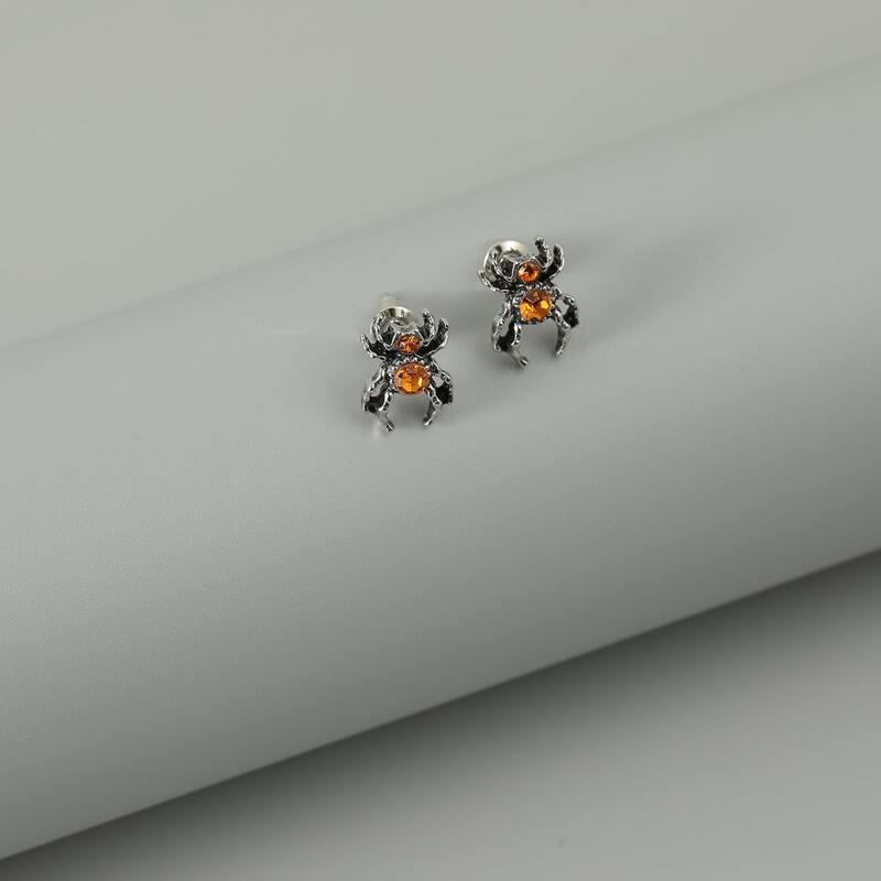 

Guys Rhinestone Spider Decor Earrings, Yellow