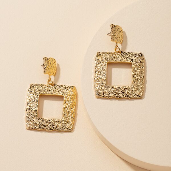 

Metal Geometric Drop Earrings, Gold