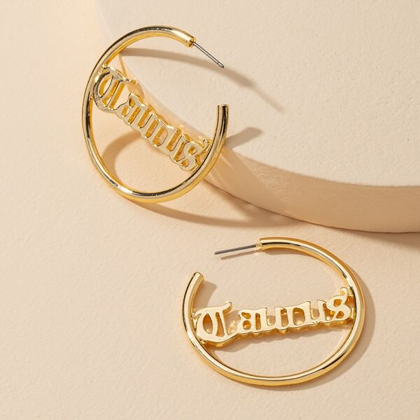 

Letter Design Hoop Earrings, Gold