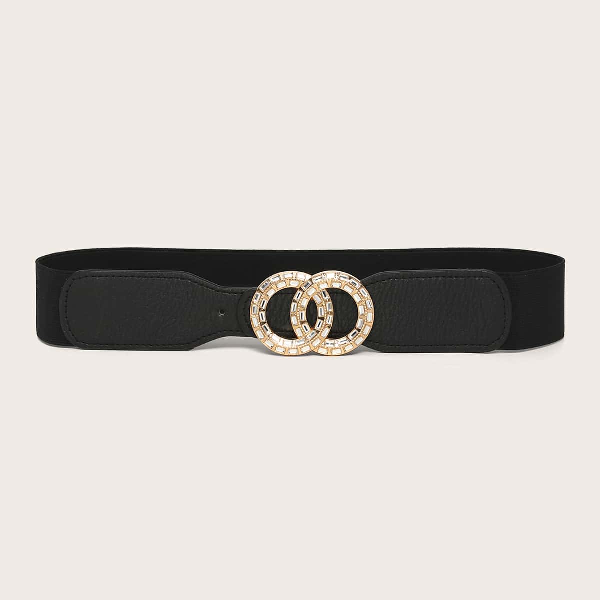 

Rhinestone Decor Metal Buckle Belt, Black