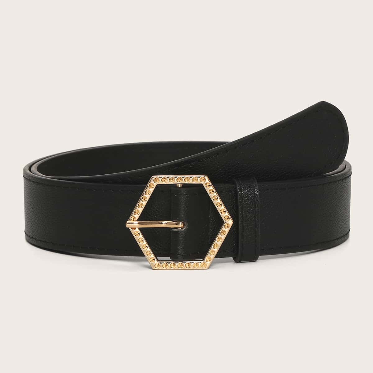 

Rhinestone Decor Buckle Belt, Black