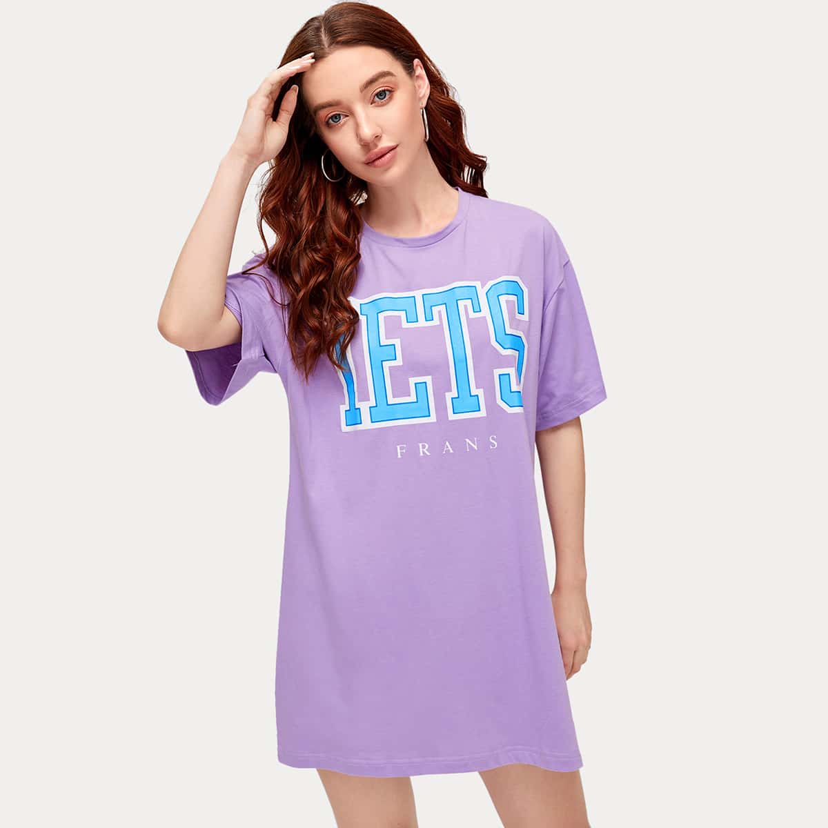 

Letter Graphic Tee Dress, Lilac purple