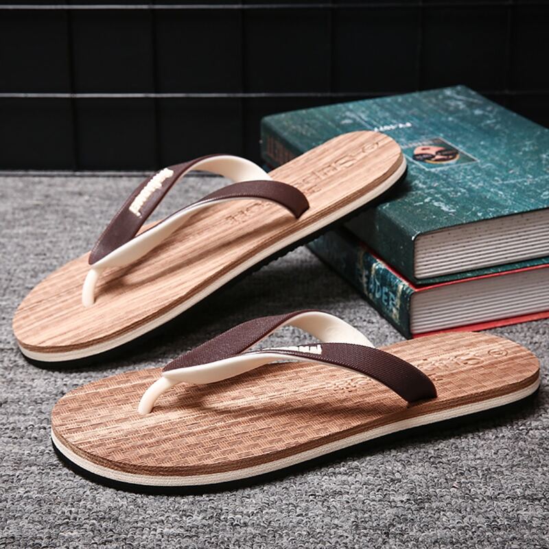 

Guys Letter Decor Flip Flops, Apricot