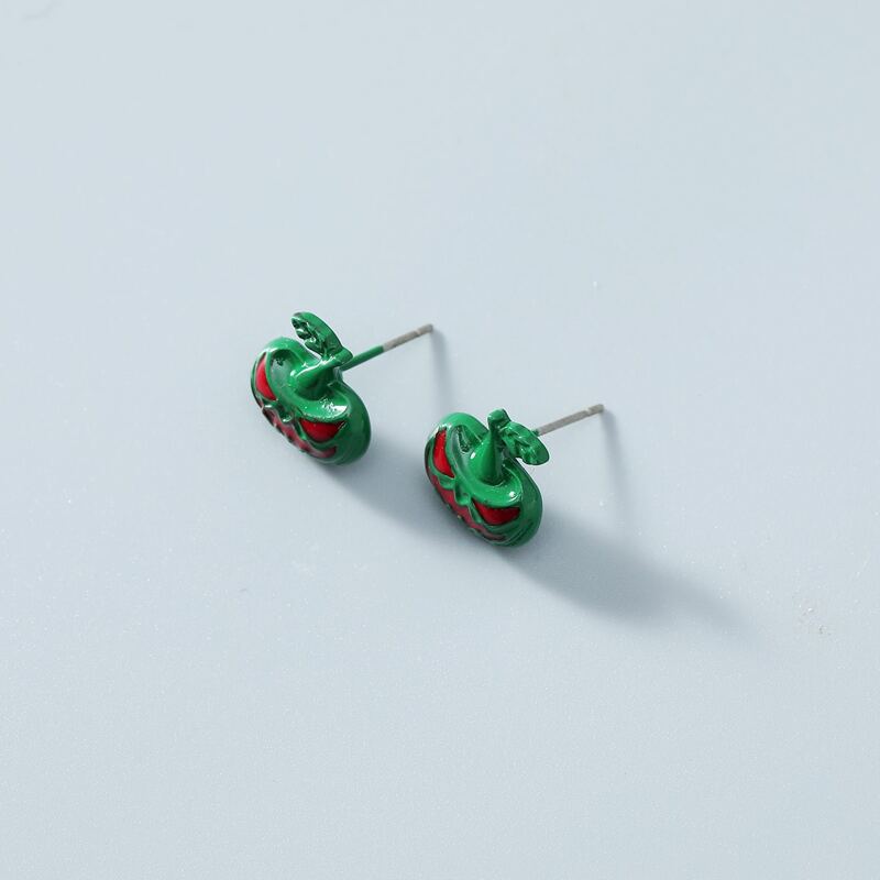 

Guys Halloween Pumpkin Decor Stud Earrings, Green