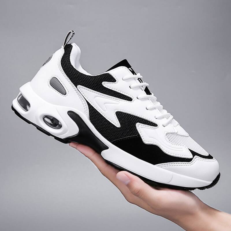 

Guys Lace-up Front Two Tone Chunky Sneakers, Black and white