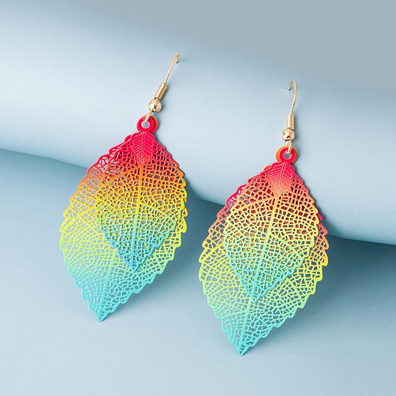 

Colorful Leaf Drop Earrings, Multicolor