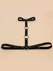 Nhẫn trang trí bằng da PU - màu đen - Xem 1