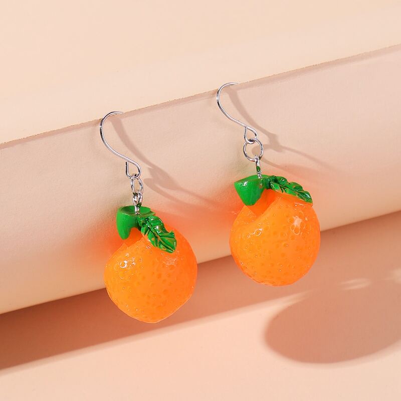 

Fruit Design Drop Earrings, Orange