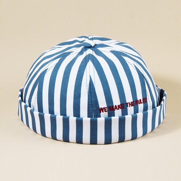 

Men Striped Pattern Hat, Blue and white