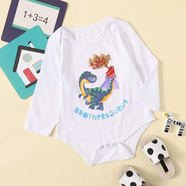 

Baby Boy Dinosaur & Letter Graphic Bodysuit, White