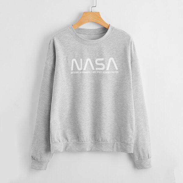 

Letter Graphic Drop Shoulder Sweatshirt, Light grey