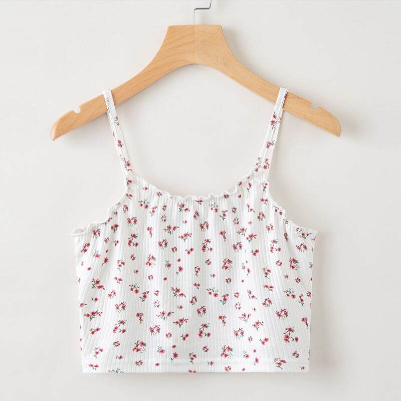 

Ditsy Floral Crop Cami, White