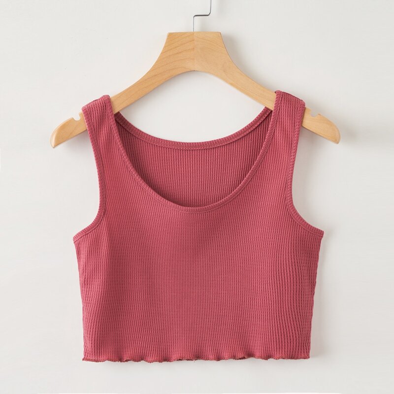 

Lettuce Edge Crop Tank Top, Rose red