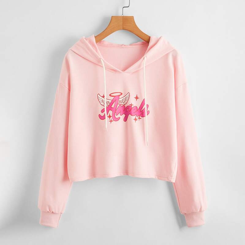 

Angel Graphic Hoodie, Baby pink