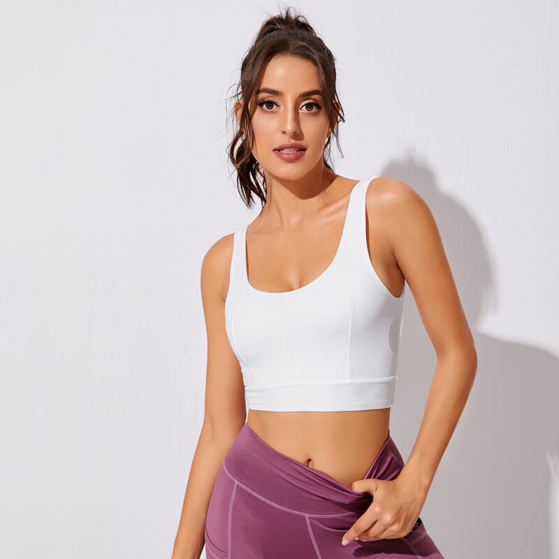 

Low Back Solid Sports Bra, White