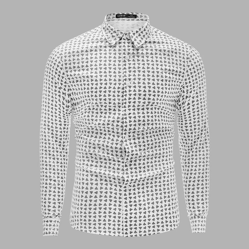 

Guys Allover Boat Print Shirt, White