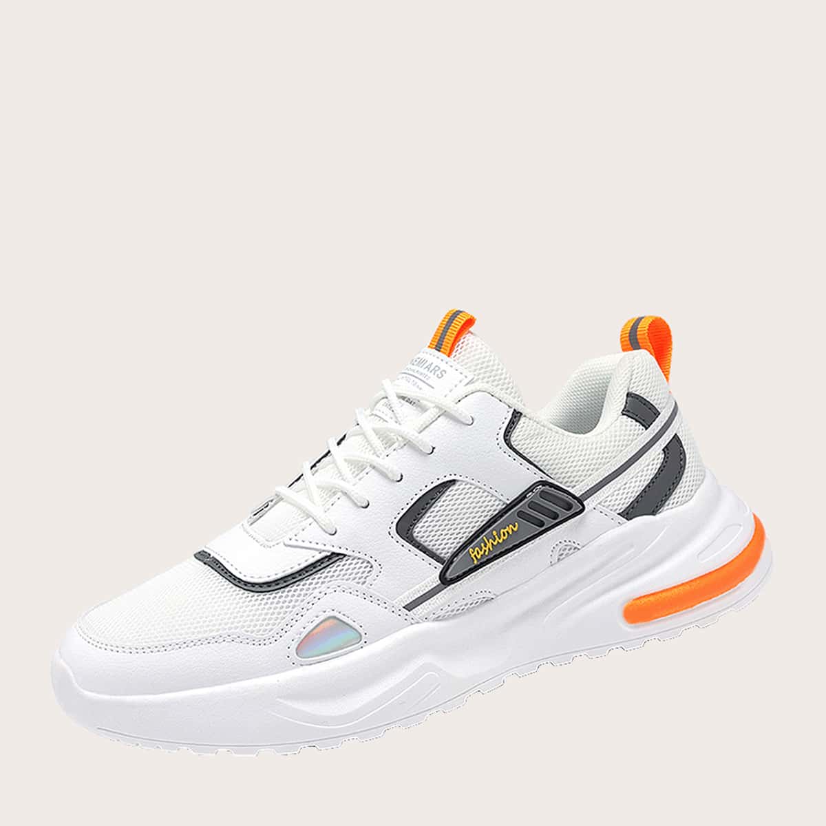 

Guys Lace-up Front Mesh Panel Chunky Sneakers, White