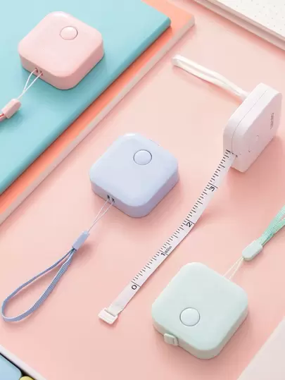 1 件随机颜色马卡龙迷你伸缩缝纫裁缝尺 1.5 米/60 英寸便携式卷尺