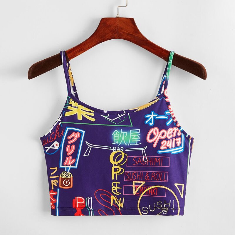 

Pop Art Print Crop Cami, Multicolor
