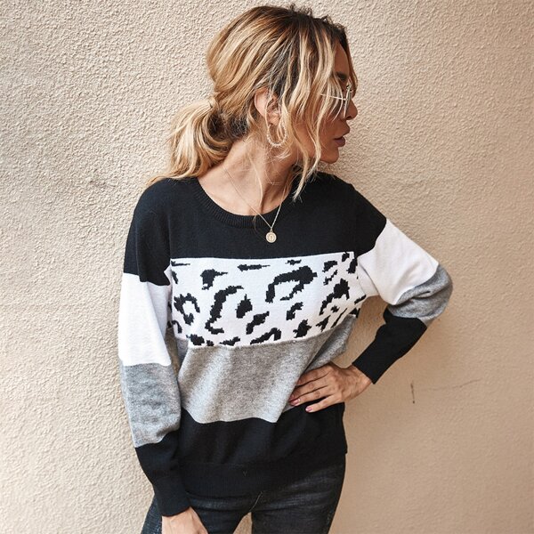 

Graphic Pattern Colorblock Sweater, Multicolor