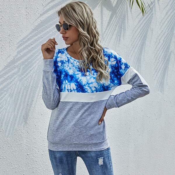 

Drop Shoulder Tie Dye Sweatshirt, Multicolor