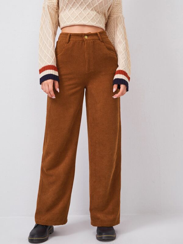 white corduroy wide leg pants