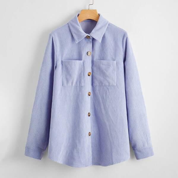 

Pocket Front Corduroy Coat, Blue