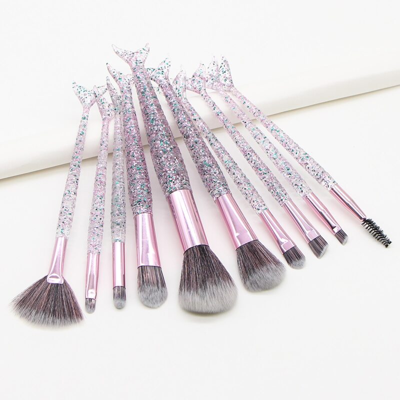 

10pcs Fishtail Rod Makeup Brush, Multicolor