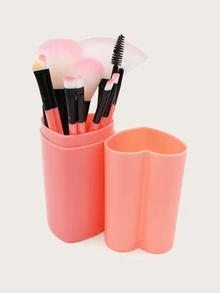 12pcs Duo-Fiber Makeup Brush Set With Bucket,Brush Set,Makeup Brush Kit,Make Up Brush Set,Make Up Set Complete,Makeup Brush Set,Complete Makeup Kit,Brush Kit,Brushes Makeup Set,Makeup Gift Set,Set - Pink - View 2