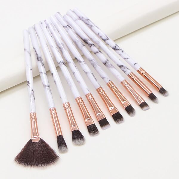 

10pcs Duo-fiber Makeup Brush Set, White