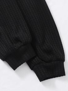 Muchica Twist Front Waffle Knit Top - Black - View 5