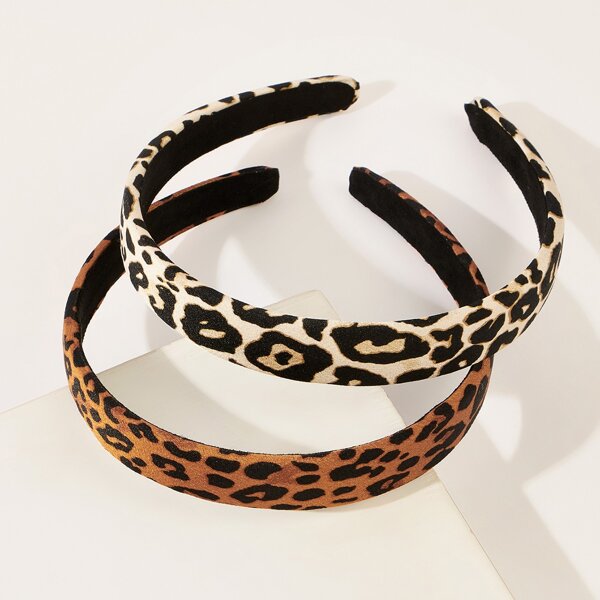 

2pcs Leopard Pattern Hair Hoop, Multicolor