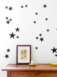儿童星星印花墙贴，黑色 PVC 防水墙贴艺术贴花，用于家居装饰，贴纸，墙贴，乙烯基贴花，用于家居装饰，春季装饰品让您的家焕然一新，拉玛装饰贴纸礼物生日毕业