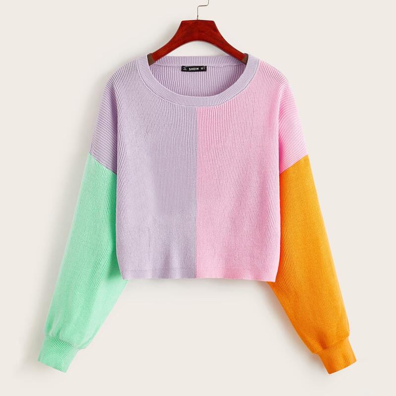

Drop Shoulder Colorblock Sweater, Multicolor