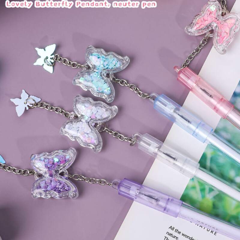 

4pcs Random Butterfly Gel Pen, Black