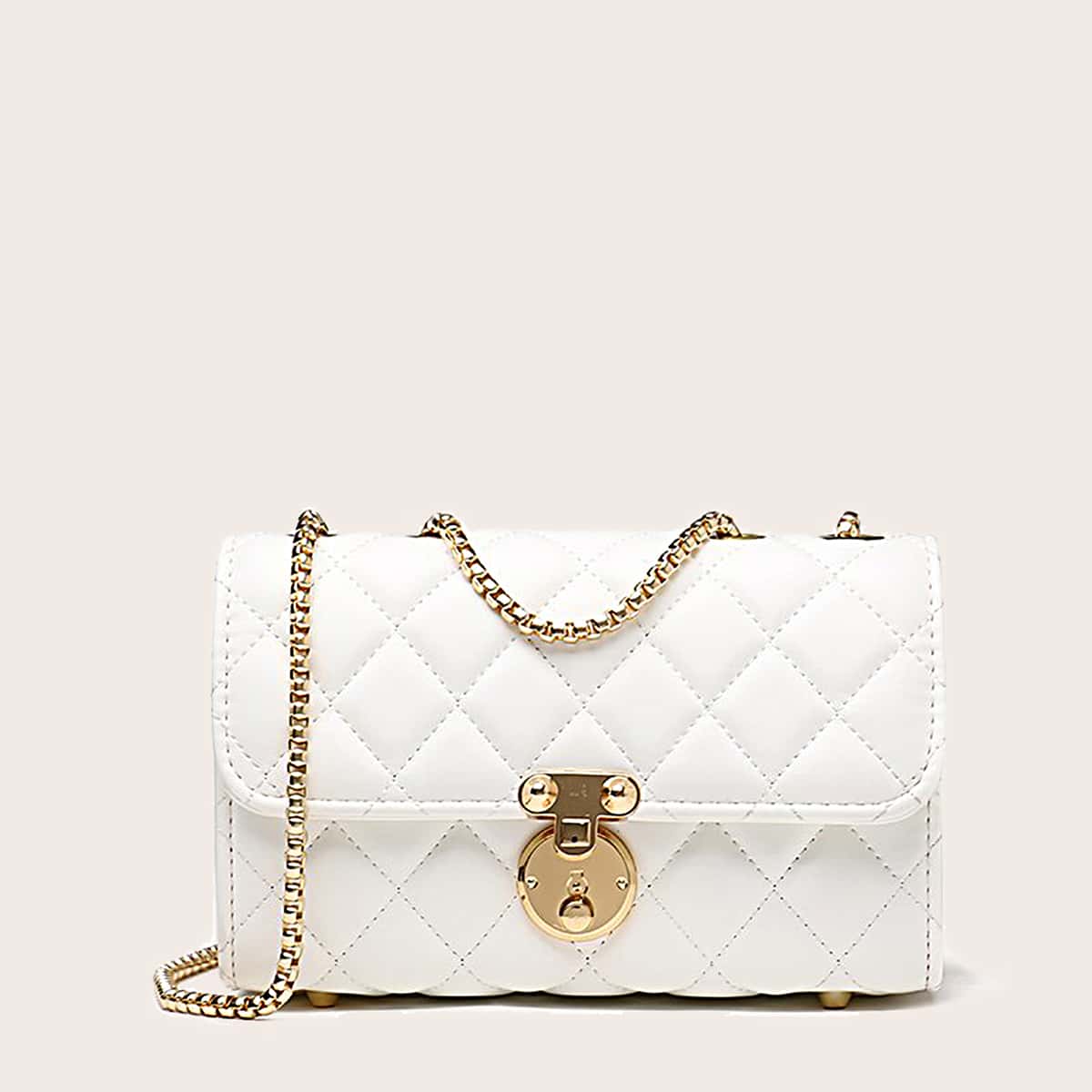 

Quilted Flap Crossbody Bag, White